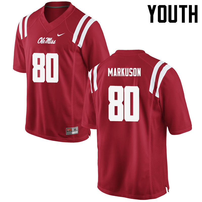 Youth Ole Miss Rebels #80 Elliot Markuson College Football Jerseys-Red